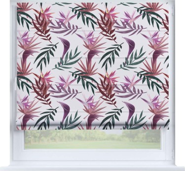 Римская штора «Кортин» на створку «Тропические побеги»